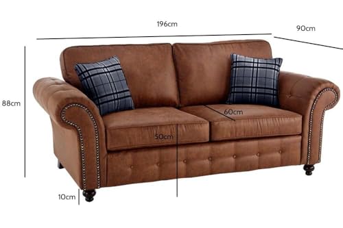 Image of A to Z Furniture Classic 3+2=5 Seater Sofa Set Luxury Chesterfield Leatherette Sofa in for Home Living Room & Office (3+2+1=6 Seater Leatherette febrick)