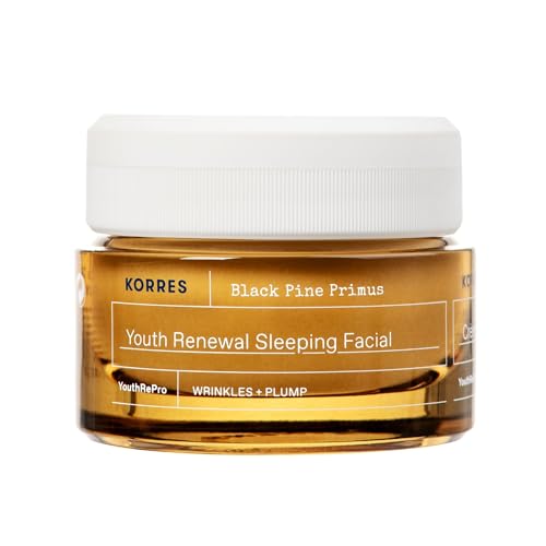 KORRES BLACK PINE PRIMUS crema de noche renovadora contra las arrugas, para una piel más tersa durante la noche, sin siliconas ni parabenos, vegana, 40 ml