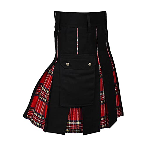 Kilt - Tartán genérico para hombre, Kilt Tartán a cuadros, contraste falda plisada, multicolor, falda estilo pirata, caballero gótico, disfraz de carnaval, corto vintage para fiestas, faldas