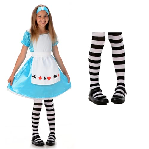 My Illusions Girls Alice Costume Medium + Tights
