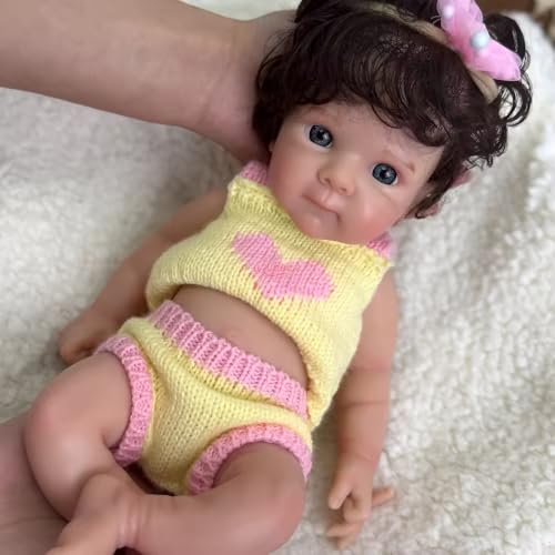 Lifelike 12inch / 30cm Silikon Reborn Baby Puppe Mädchen, realistische handgefertigte Mini Neugeborenes mit verwurzeltem Haar und geöffneten Augen für die Älteren und Kinder – Bild 4