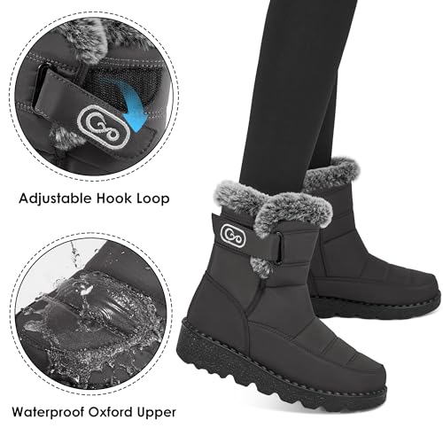 Ablanczoom Womens Winter Snow Boots with Fur Lined Warm Comfortable Booties Outdoor Waterproof Anti Slip Shoes3