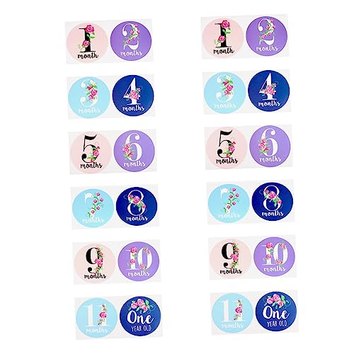 Angoily 24pcs Baby Milestone Decals Infant Milestone Stickers for Newborn Flower Adhesive Decals for Baby Girls Milestone Milestone Sticker Set for Baby Growth Tracking