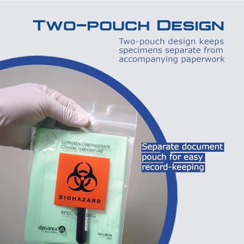 Image of Dynarex LabChoice Specimen Bags - 6 inch x 9 inch - 1.8 mil Thickness - Resealable with Paperwork Pouch - Checkmark Boxes for Temperature Indication - 100 per Bag, 10 Bags per Case