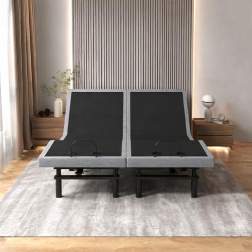 Image of Irvine Home Collection Split King Adjustable Bed Base - Dual Massage - USB Ports - Zero Gravity - Underbed Light - Wireless Remote - Zero Clearance - Anti Snore - Memory Positions