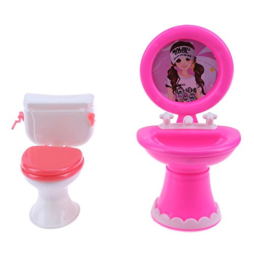 Preisvergleich Produktbild Domybest 1 Set Badezimmer Möbel Puppe Zubehör Spielzeug Kunststoff Toilette WC (Random)