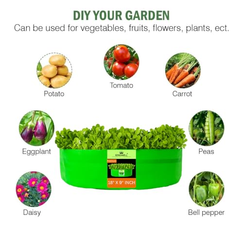 Image of Kingwell grow bags 18x9 inch pack of 1 Grow Bag For Terrace Garden Leafy Vegetable Plant Grow Bags Fruits Growing Containers For terrace Gardening