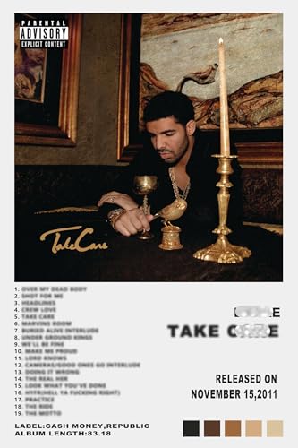 Drake Take Care Album Cover Poster Canvas Poster Wall Art Decor Print Picture Paintings for Living Room Bedroom Decoration Unframe:16x24inch(40x60cm)