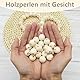Holzperlen mit Gesicht 60 Stück, Holzköpfe mit Gesicht 20mm, Holzperlen Natur Holz Bastel-Perlen für Sorgenwürmchen Glückswürmchen, Rund Holzkugeln mit Loch für Makramee (3-Stile(20mm-60 Stück))