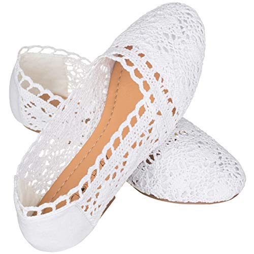 CLOVERLAY Women’s Lace Flat Shoe Floral Breathable Crochet Lace Ballet Flats - Image 4