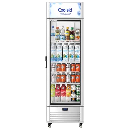Image of Coolski 12.5 Cu.ft. Commercial Merchandiser Refrigerator Glass Door Beverage Refrigerator and Cooler with LED Lighting and Adjustable Shelves for Restaurant Cafe, Certified by ETL /ETL SANITATION