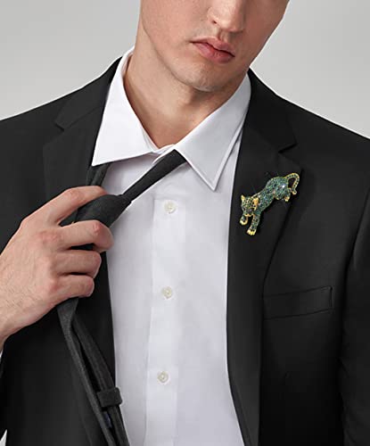 Image of Fashion Women Men Vintage Leopard Brooch Colorful Full Rhinestones Crystals Wild Animal Corsage Lapel Pin Birthday Gift Party