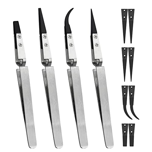 IRenXiao Set di pinzette antistatiche, 4 pezzi di