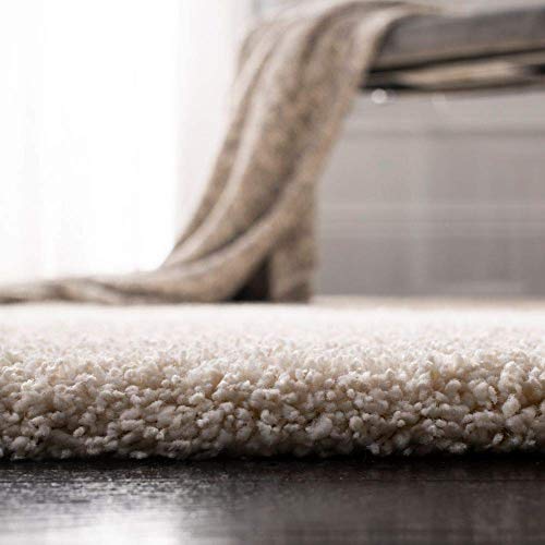 Sweet Homes Microfiber Beautifully Soft and Cozy Handwoven Shag Rug with 1.5 inch Pile Height, 5x7 feet, Ivory