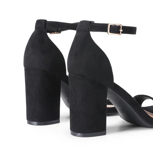 Image of DREAM PAIRS Heels for Women Chunky Block Heel Open Toe Ankle Strap 3.5 Inch Heeled Sandals for Party Date Wedding