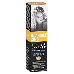 Invisible Zinc Sheer Defence Tinted Light - Daily Facial Moisturizer With Sun Protection SPF 50 To Prevent The Appearance Of Premature Aging Caused by Harmful UV Rays - 50g