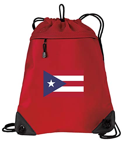 Broad Bay Puerto Rico Flag Drawstring Backpack Bag Puerto Rico Cinch Pack - UNIQUE MESH & MICROFIBER