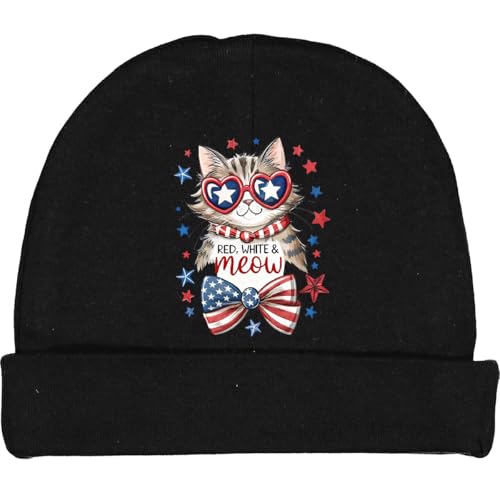 inktastic Red, White & Meow Baby Beanie Hat
