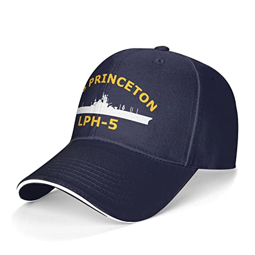 USS Princeton Lph-5 Unisex Baseball Cap Adjustable Snapback Hats Dad Hat Trucker Hat Sandwich Cap Navy Blue