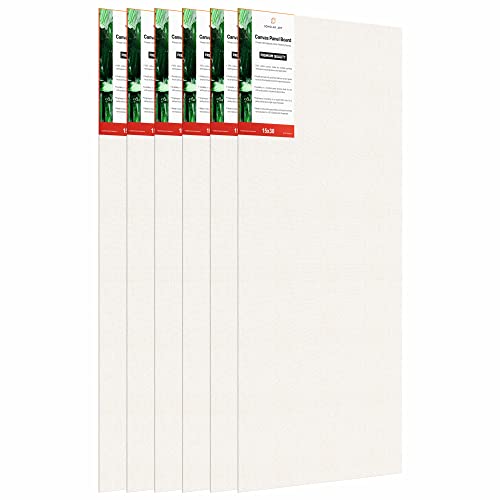 Image of Scholar Art Hobby Series 04 Oz (230 GSM) 100% Cotton Canvas Panel Board for Painting (White Blank Canvas Boards for Acrylic Paint, Oil Paint, Wet & Dry Media) | 15 inchx30 inch (37.5x75 cm), Pack of 6