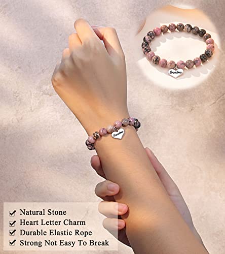 Image of Heart Charm Bracelet for Nana Grandma Bonus Mom Birthday Gifts