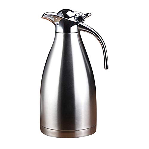 Riverry Jarra de café térmica de Acero Inoxidable de 2 l, termos de Doble Pared al vacío, retención de Calor Durante Horas con botón Superior para café, té, Bebidas