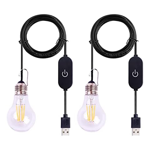 BRIMAX A60 LED Light Bulbs USB Powered Dimmable 3W 270lm Warm White LED Lantern lamp for Fishing Boat Car Truck Camping, Outdoor Portable Bulb, Emergency Light, Children Bed Lamp, Night Light, 2 Pack Cover