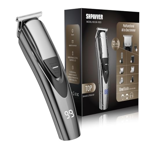 SHPAVVER Electric Beard Trimmer for Men: 16-in-1 Professional Barber Hair Clippers - Cordless Grooming Kit - Turbo Speed & Precision Blades