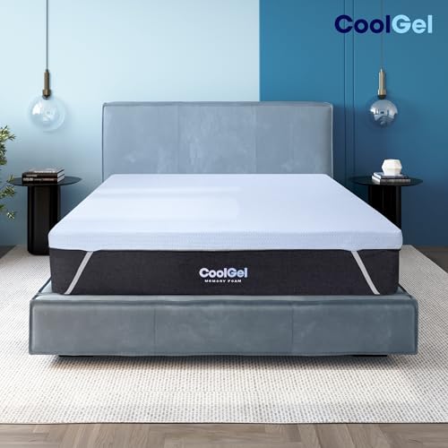 Image of COOL GEL Memory Foam Mattress Topper, Cool Gel Infused Memory Foam, Plush and Supportive, CertiPUR Certified (3-inch + Cool Gel Cover, Twin XL)