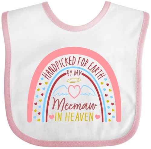 inktastic Handpicked for Earth By My Meemaw in Heaven- Rainbow Baby Bib