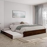AFI, Barcelona King Panel Platform Bed with Twin XL Trundle, Walnut