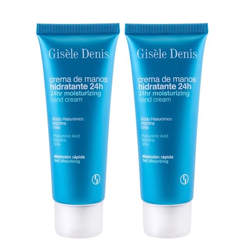 GISÈLE DENIS - Crema de Manos Hidratante 24 horas, 2x75 ml, con Ácido Hialurónico, Arginia y Urea, Absorción Rápida, Hidratación y Suavidad, Fórmula Innovadora, Textura Suave