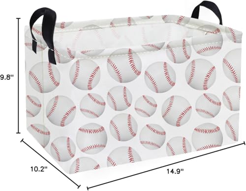 Image of Essme Rectangular Baseball Baskets,Kids Storage Box,Easter Basket for Girls with Handles for Room Decor, Book Bins,Shelf Basket.(Baseball basket)