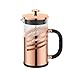 Cafetera de prensa francesa, botella de cristal martillado, 1 litro (6 tazas) con triple filtro de acero inoxidable (oro rosa)