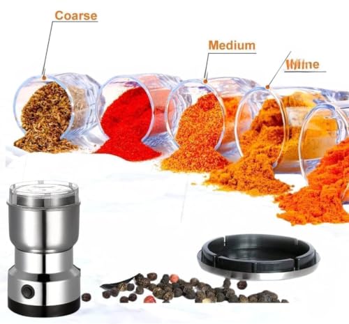 Image of KASHTHABHANJAN PHARMA Nima Electric Coffee & Spice Grinder 150W | Stainless Steel Dry Masala Grinder | Multipurpose for Coffee Beans, Nuts, Seeds & Spices | Compact Kitchen Appliance (Steel)