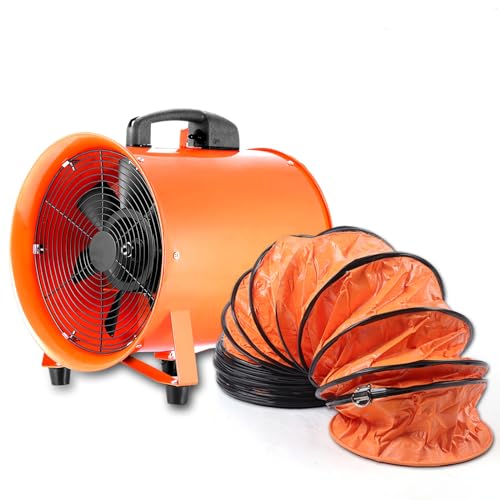 LENDISIY Ventilador axial industrial, portátil, 2580 m³/h, diámetro de 250 mm, ventilador axial con manguera de PVC de 10 m, ventilador de tubo axial, ventilador de tubo de 2580 m³/h