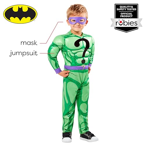 Disfraz infantil Riddler con mameluco y máscara miniatura 2