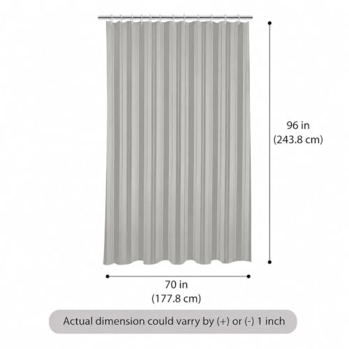 Image of Wakefit Shower Curtain 8 Feet | 14 Free Hooks | No Plastic Smell | Waterproof Bathroom Curtain | Curtain for Balcony | Machine Washable Fabric | Grey Stripes | Height 8ft & Width 6ft | Very Premium