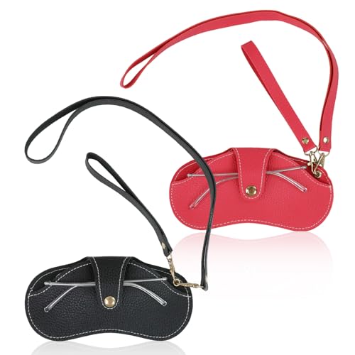 Image of Double Eyeglass Case Soft Dual Glasses Case for Women Men Travel Squeeze Top Sunglasses Cases Eyeglasses Pouch