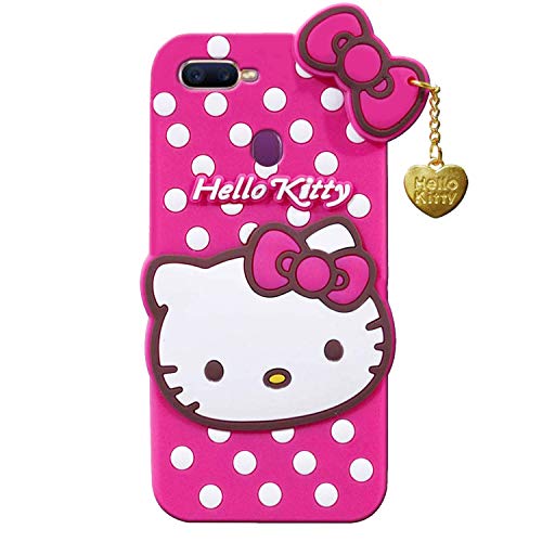 Image of Unirock Hello Kitty Back Case Cover for Asus Zenfone Max Pro M1| 3D Cute Hello Kitty Case |Soft Silicone Rubber Back Cover with Pendant Kitty Cover for Asus Zenfone Max Pro M1 (Pink)