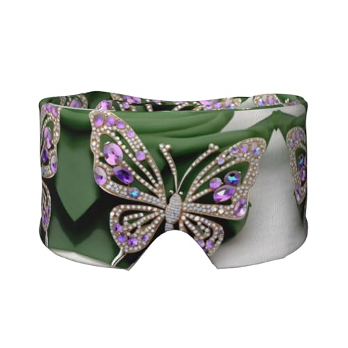 Antifaz refrescante con estampado de mariposa y diamantes de imitación para dormir en total oscuridad, máscara de dormir suave, regalos para hombres y mujeres