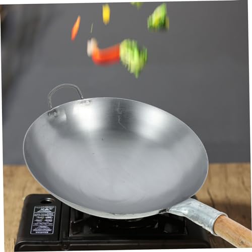 Wok de Hierro Grueso con Mango de Madera 12 Pulgadas Antiadherente miniatura 4
