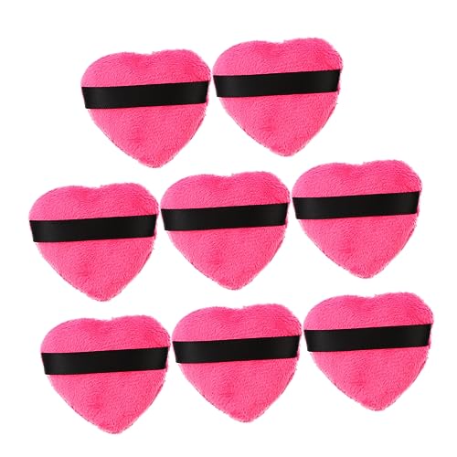 PACKOVE 8Pcs Heart Shaped Makeup Powder with Strap Washable Cosmetic Cushions for Loose Powder Application for Natural Blending and Even Coverage
