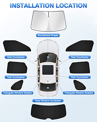 Image of Canvcle Windshield Sun Shade for 2019-2025 2026 Chevrolet /Chevy Blazer Accessories Side Rear Window Shade Cover Sun Visor Shield Privacy Protection Keep Vehicle Cool Black 8PCS