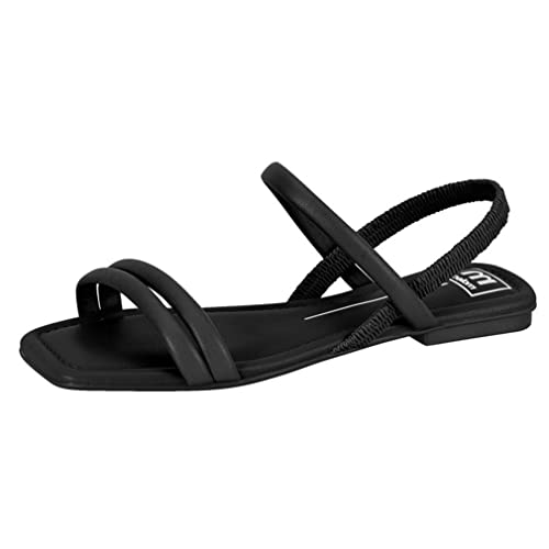Sandália Feminina Moleca Rasteira Tiras Preto/Preto 34