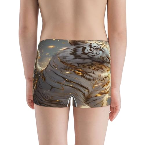 Boys' Cotton Boxer Brief Soft Underwear-Golden White Tiger3