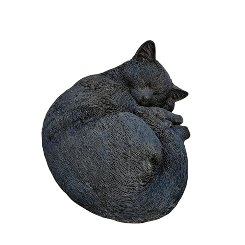 Figurilla Gato Durmiendo Elegancia Nocturna en Resina Negra miniatura 2