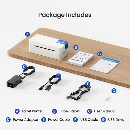 Image of Bluetooth Thermal Shipping Label Printer, 4x6 Portable Thermal Label Printer, Compatible with iPhone, Android, Windows & Mac, Widely Used for USPS UPS Amazon Shopify Etsy (Cream)