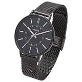 [フィールドワーク] 腕時計 レディース メンズ アナログ シンプル ユニセックス メタルバンド ユニッシュ ブラック JN033-4