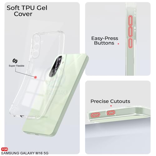 Image of AESTMO Back Case Cover for Samsung Galaxy M16 5G | Crystal Clear Design | Shock Proof Design | Transparent Back Case Cover for Samsung Galaxy M16 5G (Transparent, TPU)